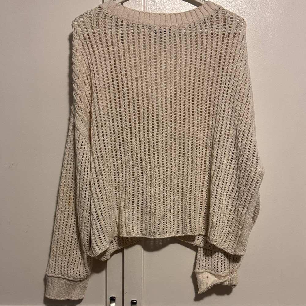 American Eagle Outfitters Cream Open-Knit Cardigan - Picture 5 of 5